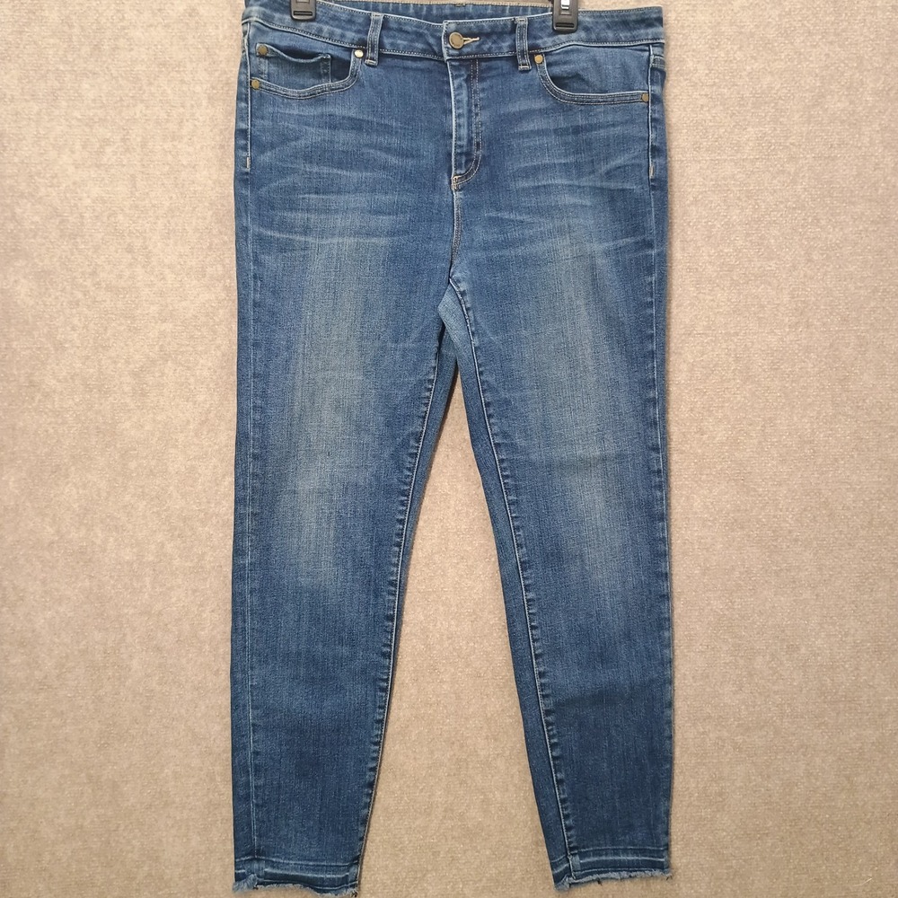 Vince Camuto Womens Jeans Blue Sz 14 Skinny Mid Rise Cotton Blend 34x27.5